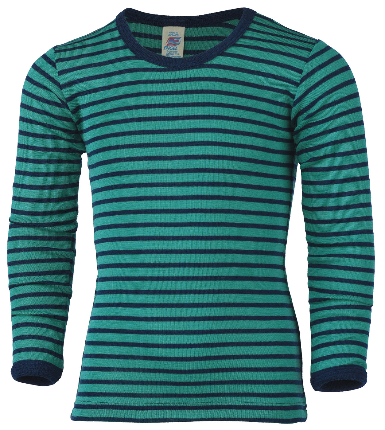 Maglietta in lana e seta a manica lunga per bimbi grandi - riga blu